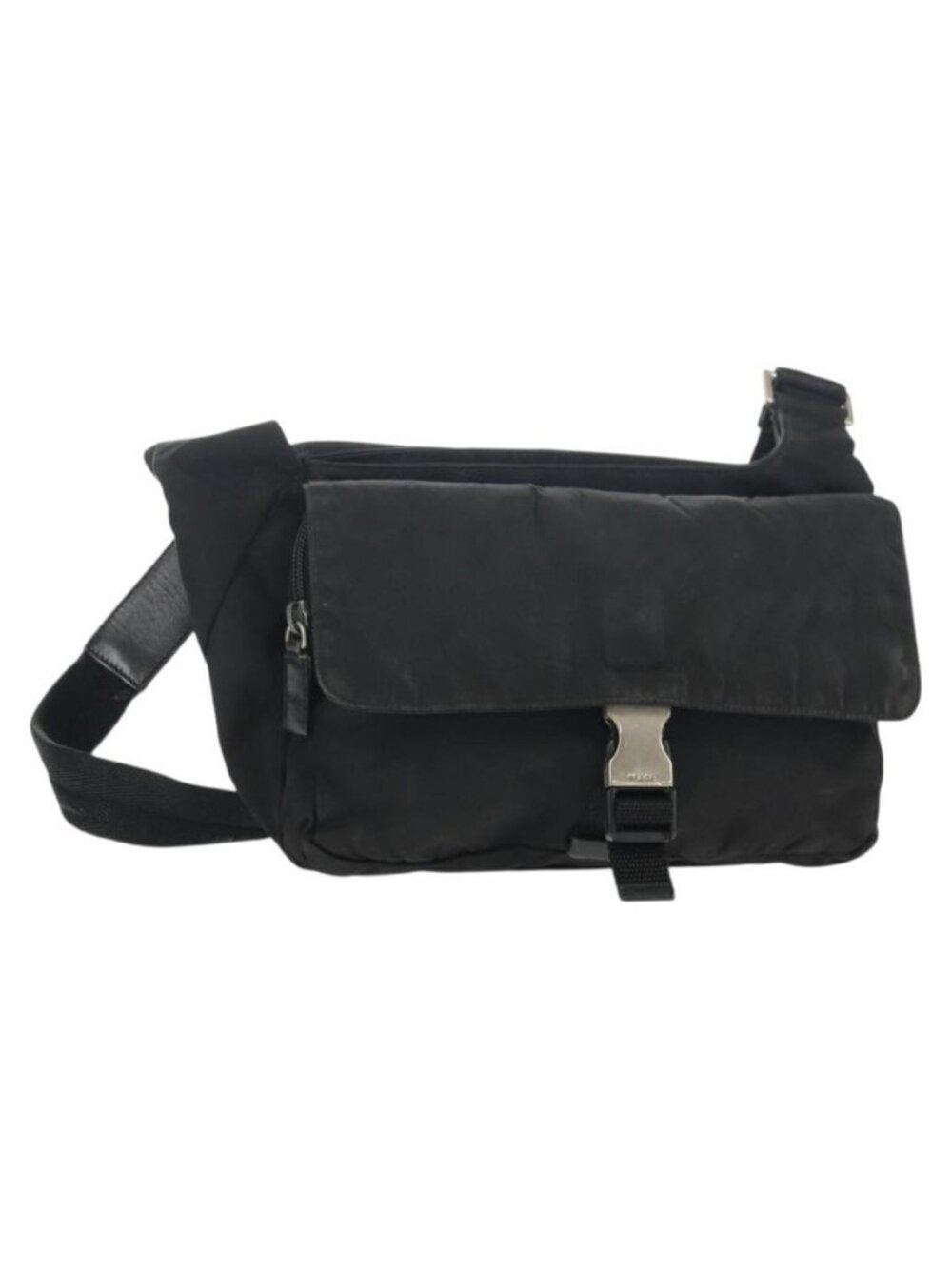 Authentic PRADA Shoulder Bag Nylon Black Silver